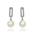Gold Platinum Plated Pearl Zirconia Stud Drop Earrings L85