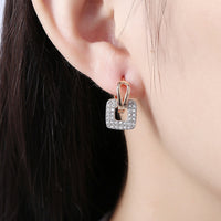 Platinum Plated Earrings  Drop Dangle AAA Zirconia Latch Back Clasp L577