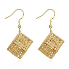 Yellow Gold Plated Earrings Drop Dangle Fish Hook Clasp L643