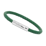 Unisex Men's Genuine Leather Stainless Steel Magnetic Clasp Bracelet Green