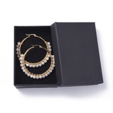 Hoop Earrings Stone Beads Gold Stainless Steel Hoop 50mm Pin 0.6x1mm  P602