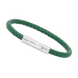 Unisex Men's Genuine Leather Stainless Steel Magnetic Clasp Bracelet Green