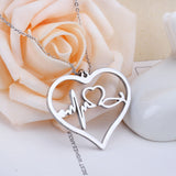 Stainless Steel Pendant Necklace Lobster Heart Heartbeat Silver Gold 17.7"  Z437