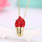 Yellow Gold Plated Necklace Women's Pendant Ice Cream AAA Zirconia Lobster B176