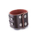 Leather Bracelet  9 Inches 49MM Push button L444