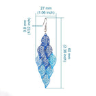 Dangle Earrings Earring Hooks Leaf Gray Blue Green Black 60x27mm P352
