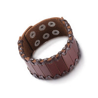 Leather Bracelet Black Brown 9.5 Inches 38MM Push button  L447