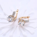 Platinum Plated Earrings Hoop Huggies AAA Zirconia Blue Latch Back Clasp L588