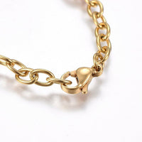 Stainless Steel Bracelet Evil Eye Beads Lobster Heart Gold Silver 8.6" 4mm P226