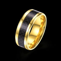 Stainless Steel Gold Plated Mens Band Carbon Fiber Silver Black Blue Ring B557