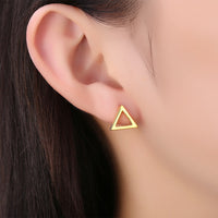 Rose Gold Plated Earrings Triagle Stud Push Back Clasp L514