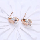 Platinum Plated Earrings Stud AAA Zirconia Blue Push Back Clasp L590