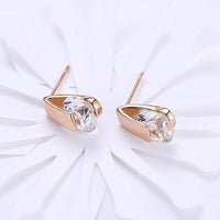 Platinum Plated Earrings Stud AAA Zirconia Blue Push Back Clasp L590