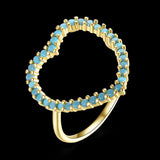 Yellow Gold Black Gunmetal Plated Kallaite Ring Heart Blue B492