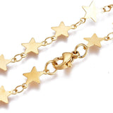 Stainless Steel Link Chain Necklaces Lobster Star Gold 16.61 inches 42.2cm Z557