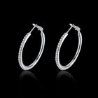 Rose Yellow Gold Silver Zirconia Latch Back Hoop Earrings L113