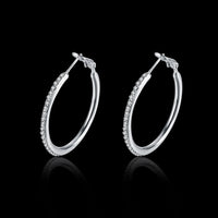 Rose Yellow Gold Silver Zirconia Latch Back Hoop Earrings L113