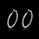 Rose Yellow Gold Silver Zirconia Latch Back Hoop Earrings L113