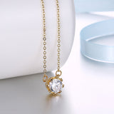 Yellow Gold Plated Necklace Pendant Flower Zirconia 20 Inches 1MM Lobster B179