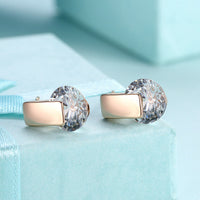 Platinum Plated Earrings Stud AAA Zirconia Blue Push Back Clasp L590