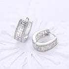 Platinum Plated Earrings Hoop Huggies AAA Zirconia Latch Back Clasp L544