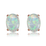 Environmental Brass Stud Earrings with Opal Aqua Gold Silver 8x6mm  P548