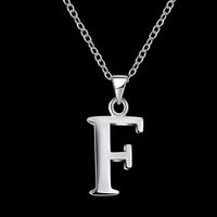 Sterling Silver Plated Necklace Women Pendant Initial Letter Alphabet B375