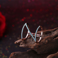 Rose Gold Platinum Plated Plated Knuckle Ring Kallaite Stone Blue B508