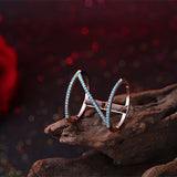 Rose Gold Platinum Plated Plated Knuckle Ring Kallaite Stone Blue B508