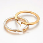 Stainless Steel Hoop Earrings Polymer Clay Rhinestone Gold 1.4" Up To 2.3" P595