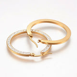 Stainless Steel Hoop Earrings Polymer Clay Rhinestone Gold 1.4" Up To 2.3" P595