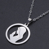 Stainless Steel Pendant Necklace Lobster Clasp Woman Silver 17.71" 1.5mm P81