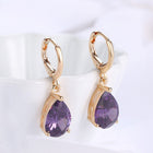 Yellow Gold Platinum Plated Earrings Drop Dangle Zirconia L585