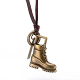 Genuine Leather Necklace Unisex Pendant Boots Adjustable Size Slide Clasp B475