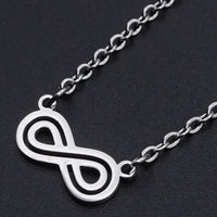 Stainless Steel Pendant Necklace Lobster Double Infinity Silver 16.7" Z592