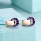 Platinum Plated Earrings Stud AAA Zirconia Blue Push Back Clasp L590
