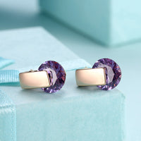 Platinum Plated Earrings Stud AAA Zirconia Blue Push Back Clasp L590