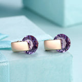 Platinum Plated Earrings Stud AAA Zirconia Blue Push Back Clasp L590