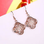 Yellow Rose Gold Plated Earrings Flower Chadelier Fish Hook Clasp L652