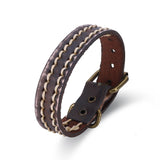 Leather Bracelet Handmade  10 Inches 15MM Belt buckle L479