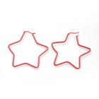 304 Stainless Steel Hoop Earrings Star Blue Green Yellow Red 1.6" To 2.3" P574