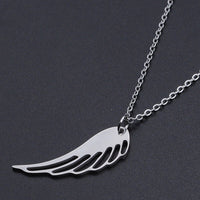 Stainless Steel Pendant Necklace Lobster Clasp Wing Silver 17.7" 1.5mm P50