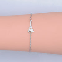 Stainless Steel Bracelet Lobster Eiffel Tower Silver Ajustable Z215