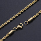 304 Stainless Steel Rope Chain Necklace Lobster Gold 18-26" 3mm  A419