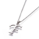 Stainless Steel Set Stud Earring Pendant Necklace Alphabet Letter 17.7" P495