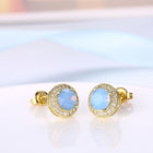 Yellow Gold Plated Earrings  Stud AAA Zirconia Opal Push Back Clasp L478
