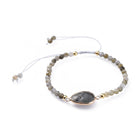 Adjustable Natural Labradorite Braided Bead Bracelets Brass Findings P509