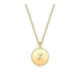 Pendant Necklace Chains Flat Round Initial Alphabet Letter Gold 16.15" P652