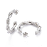 Stainless Steel Half Hoop Earrings Stud  Hypoallergenic Twisted Ring Gold Z277