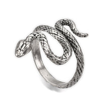 Alloy Cuff Finger Ring Snake Antique Silver Size 8 Adjustable 18mm P439